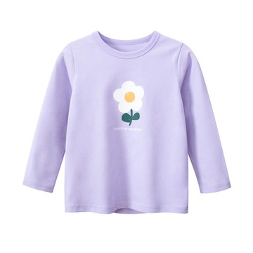 27home - 純棉長袖上衣-一朵小花-紫色