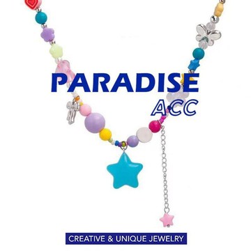 PARADISE 甜酷風 多巴胺 彩色串珠 糖果星星 鎖骨鏈 項鍊