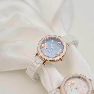 Relax Time RT-110S-05 拾光花語光動能陶瓷女士時尚腕錶 37.5mm 藍