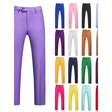 淺紫色男士西裝褲新郎結婚直筒西褲修身免燙商務休閑褲工裝長褲子