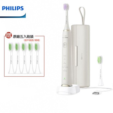 【本月加碼贈原廠刷頭5入】PHILIPS 飛利浦 輕柔多效音波震動牙刷 電動牙刷-小亮刷珍珠白