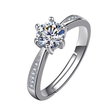 銀柏飾戒指女莫桑鉆戒女仿真一克拉開口刻字時尚個性小眾設計禮物