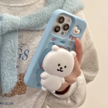 呆萌可愛卡通 立體自嘲熊軟矽膠 手機殼 保護殼 適用於 蘋果 iPhone 17 16 15 14 13 Pro max