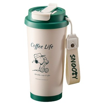 SNOOPY 史努比 優貝選 純色大容量 升級優質316不鏽鋼 咖啡杯/辦公杯/馬克杯  1個  500ml  綠色