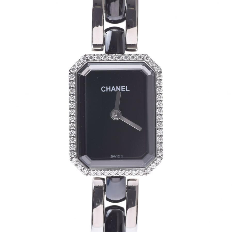 CHANEL シャネル プルミエール ベゼルダイヤ H2163 レディース SS/黒 ...