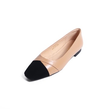 KOKKO氣質小香風拼接感隨妳彎包鞋卡其色