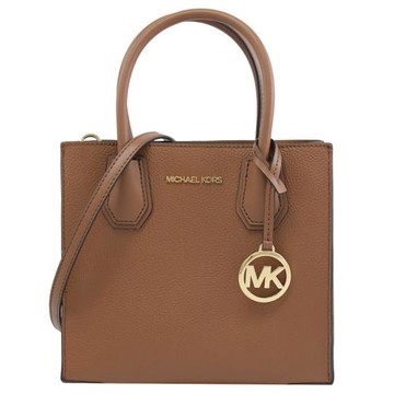 MICHAEL KORS MERCER 素面荔枝紋手提兩用包.咖