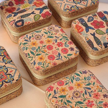 🔥臺灣出貨🔥精緻軟木複古便攜首飾盒耳環戒指項鏈飾品旅行收納盒耳釘