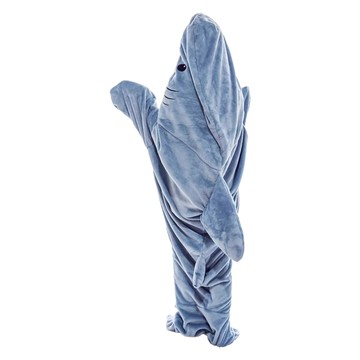 ROYALLIN 蘿林嚴選 可愛鯊魚睡衣睡袋 絨布材質  178~185cm  藍色