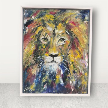 獅心 Lion Heart 油彩畫布5F 附框 A-Lin油畫創作