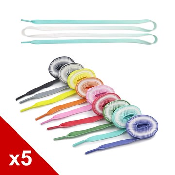 糊塗鞋匠 優質鞋材 G198 彩虹漸變雙層扁鞋帶120cm 5雙