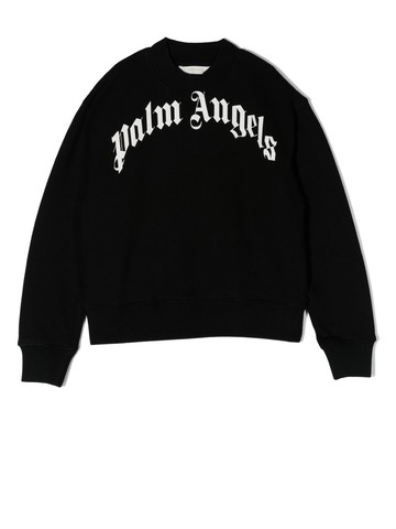 Palm Angels Kids - logo-print crew-neck sweatshirt - kids - Cotton - 10 - Black