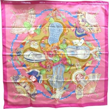 【二手名牌BRAND OFF】HERMES 愛馬仕 粉色 Mon Ami Pierrot 絲綢 絲巾 90x90