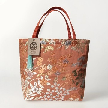 獨一無二真絲和服袋帶托特包, 日本手工刺繡升級改造包, 和風藝術