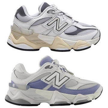 New Balance 9060 休閒鞋 中童鞋 免綁帶 白灰/灰藍 PV9060GA-W/PV9060BL-W