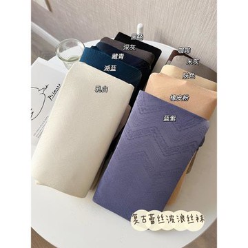 日系復古微透蕾絲幾何波浪花紋連褲襪春夏季薄款白色美腿絲襪子女