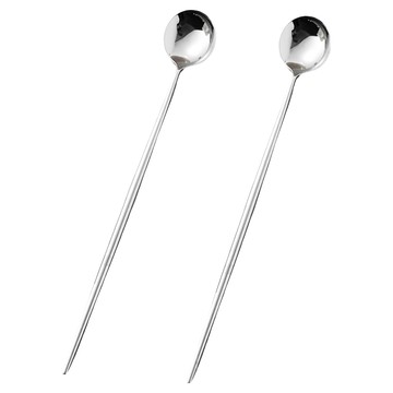 瑞典廚房 不鏽鋼冰勺/攪拌匙/咖啡勺/冰沙匙/甜點勺/冰品/甜品/湯匙 19cm  2支  2支攪拌匙  銀色