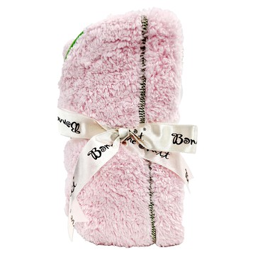 Bonne Nuit 洞洞澎澎巾 15%尼龍 85%聚酯纖維 尺寸106cm(W) x 103cm(H) 台灣製造  粉紅色 + 綠邊  1條