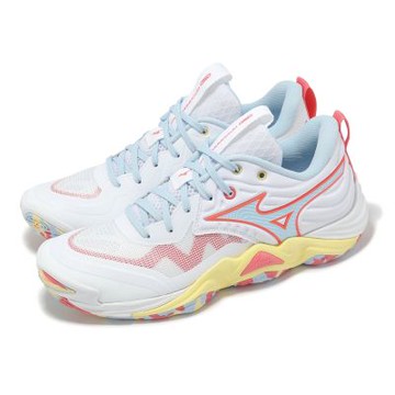 Mizuno 排球鞋 Wave Momentum Elite 女鞋 白 黃 緩衝 支撐 室內運動 美津濃 V1GC2512-35