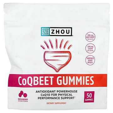 Zhou Nutrition, CoQBeet Gummies, Huckleberry, 50 Gummies