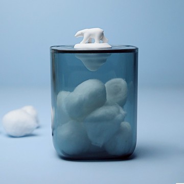 QUALY｜北極熊收納罐(藍/透明)