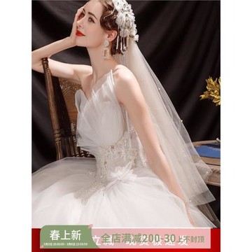 綻放法式性感抹胸新娘公主花朵