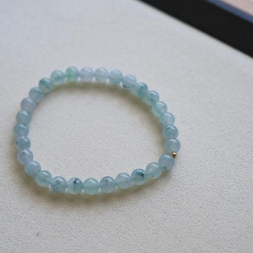 拈翠/青嵐/緬甸天然A貨翡翠-冰起膠藍綠色飄花翡翠手串