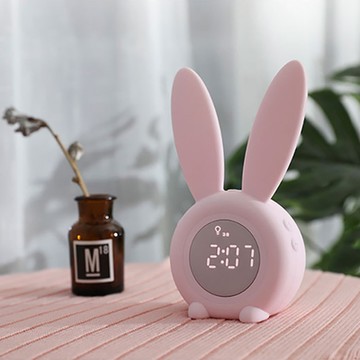 可愛兔子智能小鬧鐘 學生兒童專用女孩鬧鈴 多功能鬧鐘 可磁吸可擺放時鐘 定時桌鐘 小夜燈