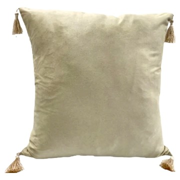 J&N 恩典 麂皮素色抱枕2件組 附流蘇 外套可拆洗  60 x 60cm  淺黃色