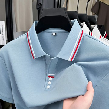 【巴黎精品】現貨+預購 夏季短袖上衣男襯衫高爾夫球衫絲質翻領休閒百搭商務T恤-薄款男POLO衫4色a1jw16