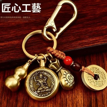 🚀現發直出🥇十二生肖一面生肖一面守護神轉轉五帝錢招財福袋鑰匙扣創意小掛件