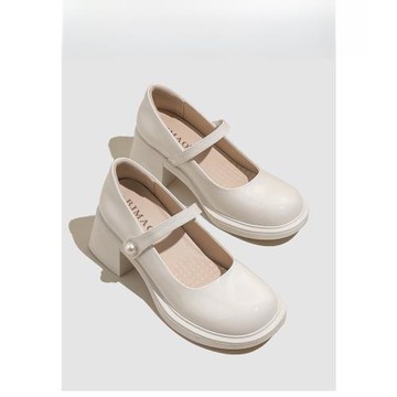 伯爵貓真皮小皮鞋單鞋子2025春秋新款法式甜美白色高跟瑪麗珍鞋女