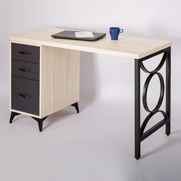 文創集 米雅4尺三抽鐵腳雙色書桌-120x60x79cm免組