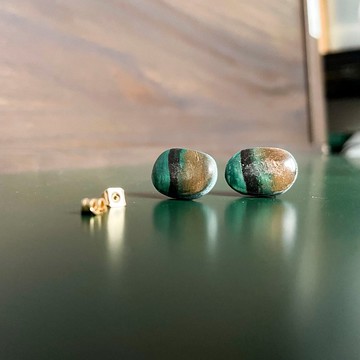 綠松石金藍色耳釘