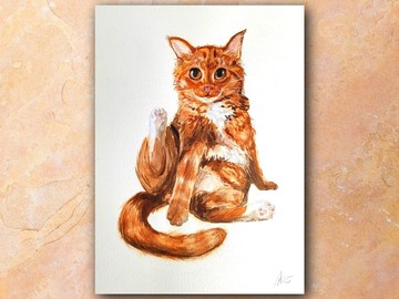 駱駝畫原創水彩藝術寵物藝術品 21 x 29.7 厘米