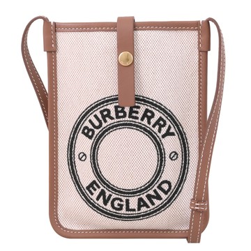 BURBERRY 8121457 Anne 徽標印花帆布斜背手機包.米/淺棕