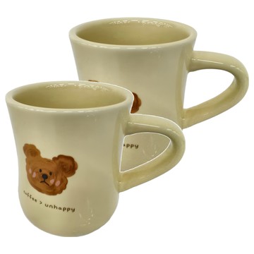 沐慕家居 陶瓷防滑餐具 杯子 2個  臭臉熊