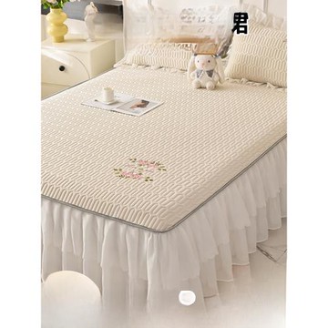 高端乳膠涼席床裙款三件套可機洗夏季冰絲席2025新款空調席軟席子