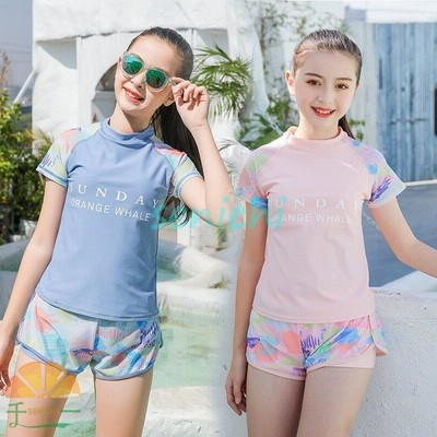 水着 女の子 上下セット 2点セット ガールズ セパレート キッズ 韓国風 レディース タンキニ ショートパンツ 可愛い 海水浴 中学生 高校生 水遊び