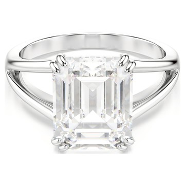 Stilla 戒指, 八角形切割, 白色, 銀色調潤飾