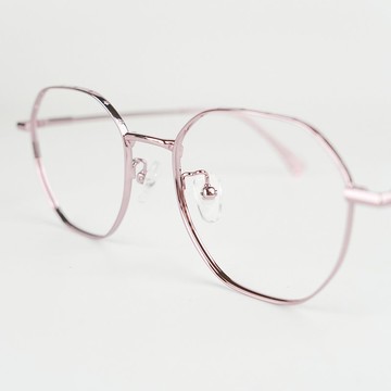 星曜粉鈦質感多邊形框眼鏡 × FROMEYES 高折射率濾藍光鏡片