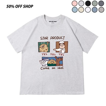 YES餅乾練習生 厚磅純棉短T 韓系卡通插畫 男女上衣 學生情侶休閒百搭 潮流oversize字母餅乾T恤 台灣製現貨