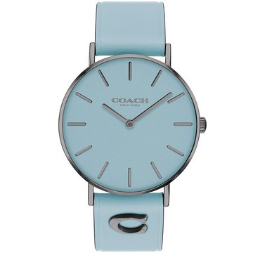 送禮首選★COACH 藍色亮麗皮帶腕錶36mm(14503923)  附提袋【全館滿額折價★APP下單點數4倍送】線上購買享_實體門市同步服務