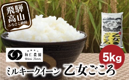  もちもち食感の飛騨産ミルキークイーン「乙女ごころ」5kg 和仁農園 TR3198