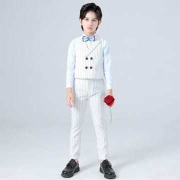 男童西裝三件套裝兒童秋季鋼琴表演小主持人男孩西服英倫花童禮服