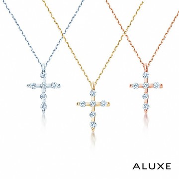 ALUXE 亞立詩 18K金 鑽石項鍊 祝福之石 十字架 NN0671