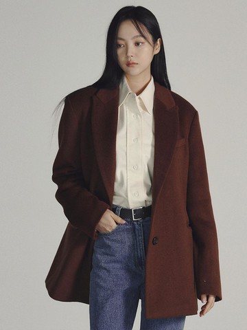 OVERFIT JACKET WOOL COAT BROWN
