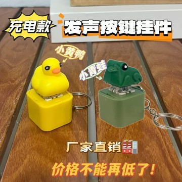 ✈️隔日出🔥7.22🔥發聲按鍵鑰匙圈 充電款小黃鴨青蛙造型 發光語音玩具 紓壓按壓吊飾 學生書包掛件 包包吊飾 惡作