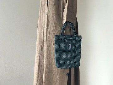 尾州 WOOL 緹花織紋 迷你托特包 綠色
