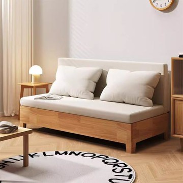 HappyLife 可伸縮實木皮沙發床 150公分 Y12318